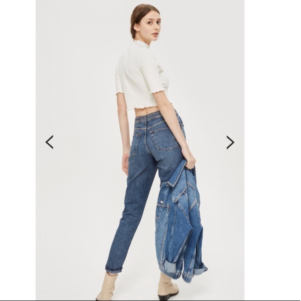 [Topshop] Moto Stud Mom Jeans